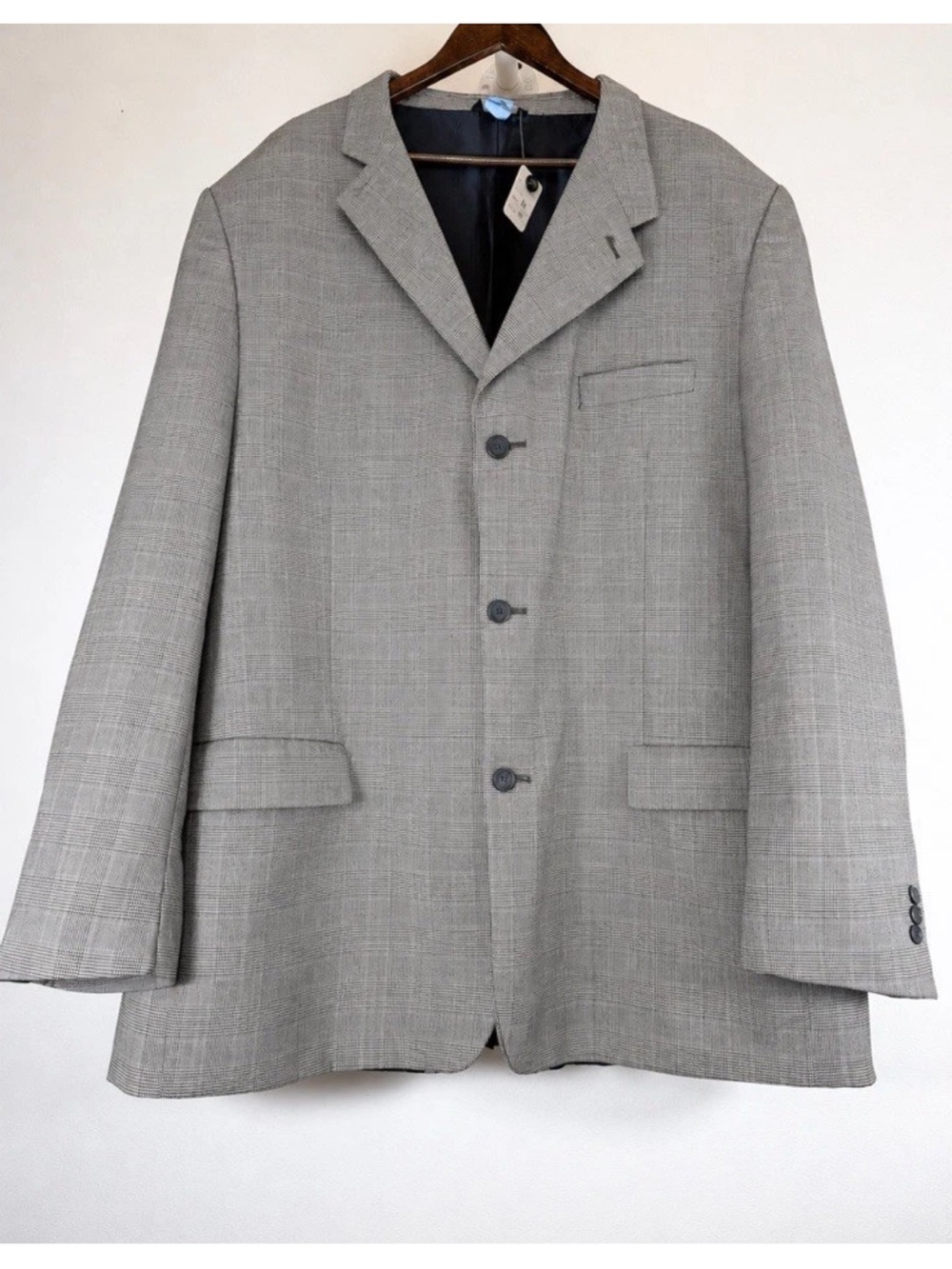 Sz 54 Luca Rossi Men’s Wool Blazer Made In Italy Light Grey Fashion Pattern